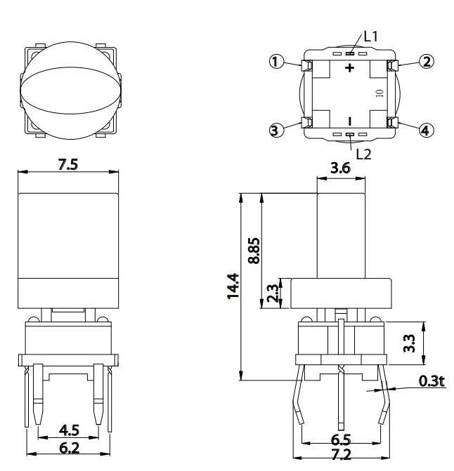 illuminated led tactile switch